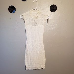 NWT Foreign Exchange white lace mini dress